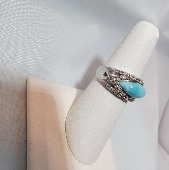 Larimar stone silver ring - Picture 3 of 4